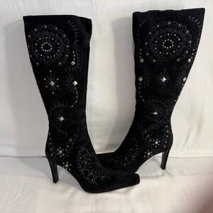 Donald J. Pliner Black Embellished Boots